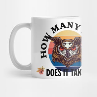 Funny Owl How Many Licks Does It Take Retro Vintage Mug